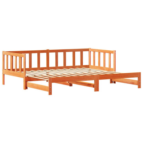 Day Bed With Trundle Wax Brown 180X200 Cm Solid Wood Pine