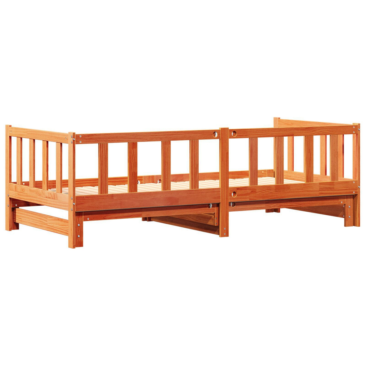 Day Bed With Trundle Wax Brown 180X200 Cm Solid Wood Pine
