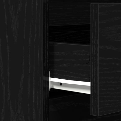 Sideboard With Drawers Black Oak 60X35X70 Cm Engineered Wood