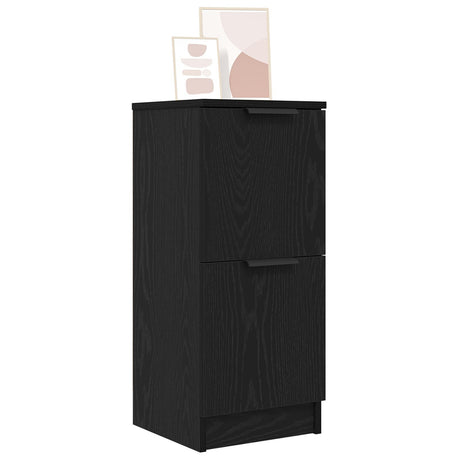 Sideboards 2 Pcs In Black Oak, 30X30X70 Cm, Made Of Engineered Wood