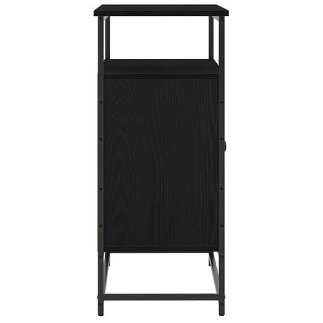 Sideboard Black Oak 69X35X80 Cm Engineered Wood And Steel