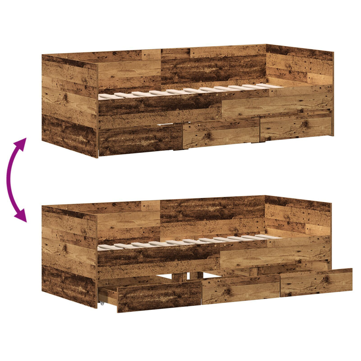 Daybed Old Wood Engineered Wood 90 X 190 Cm Sturdy Daybed