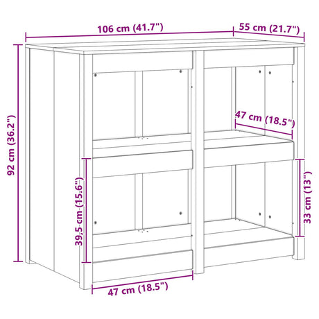 Outdoor Kitchen Cabinet 106X55X92 Cm Solid Wood Pine