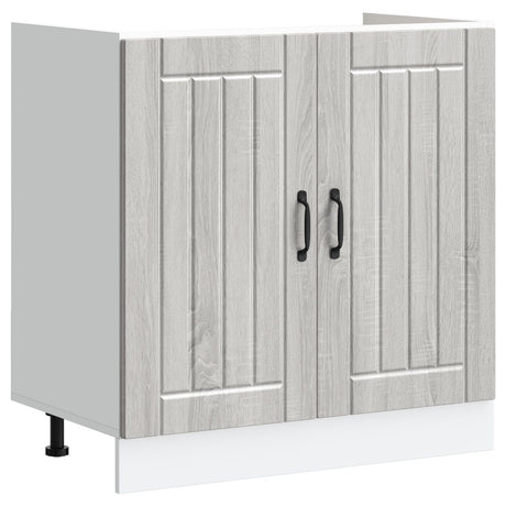 Lucca Kitchen Cabinet With Double Basins - Grey Sonoma Engineered Wood