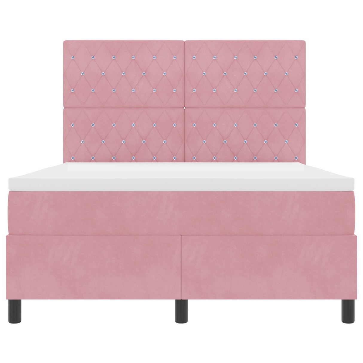 Box Spring Bed With Mattress & Led Pink 160X200 Cm Velvet