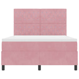 Box Spring Bed With Mattress & Led Pink 160X200 Cm Velvet
