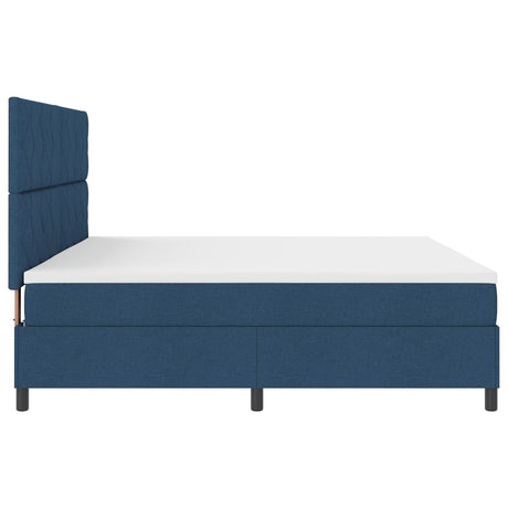 Box Spring Bed With Mattress & Led Blue 200X200 Cm Fabric