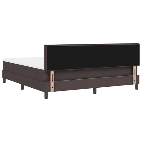 Box Spring Bed With Mattress & Led Dark Brown 180X200 Cm Fabric