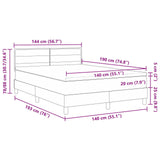 Box Spring Bed With Mattress & Led Dark Grey 140X190 Cm Fabric