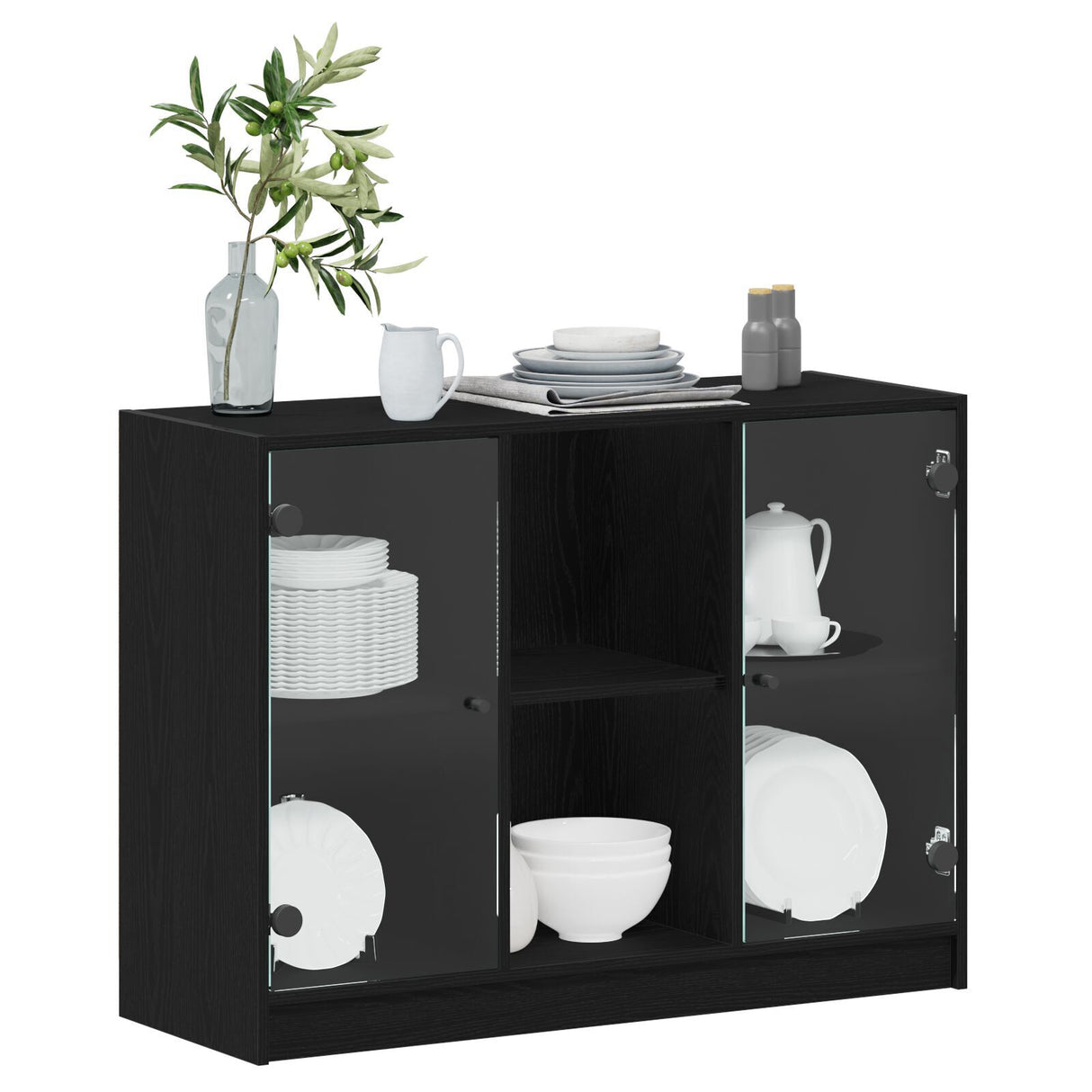 Sideboard Black Oak 102X37X75,5 Cm Engineered Wood