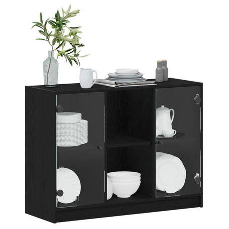 Sideboard Black Oak 102X37X75,5 Cm Engineered Wood