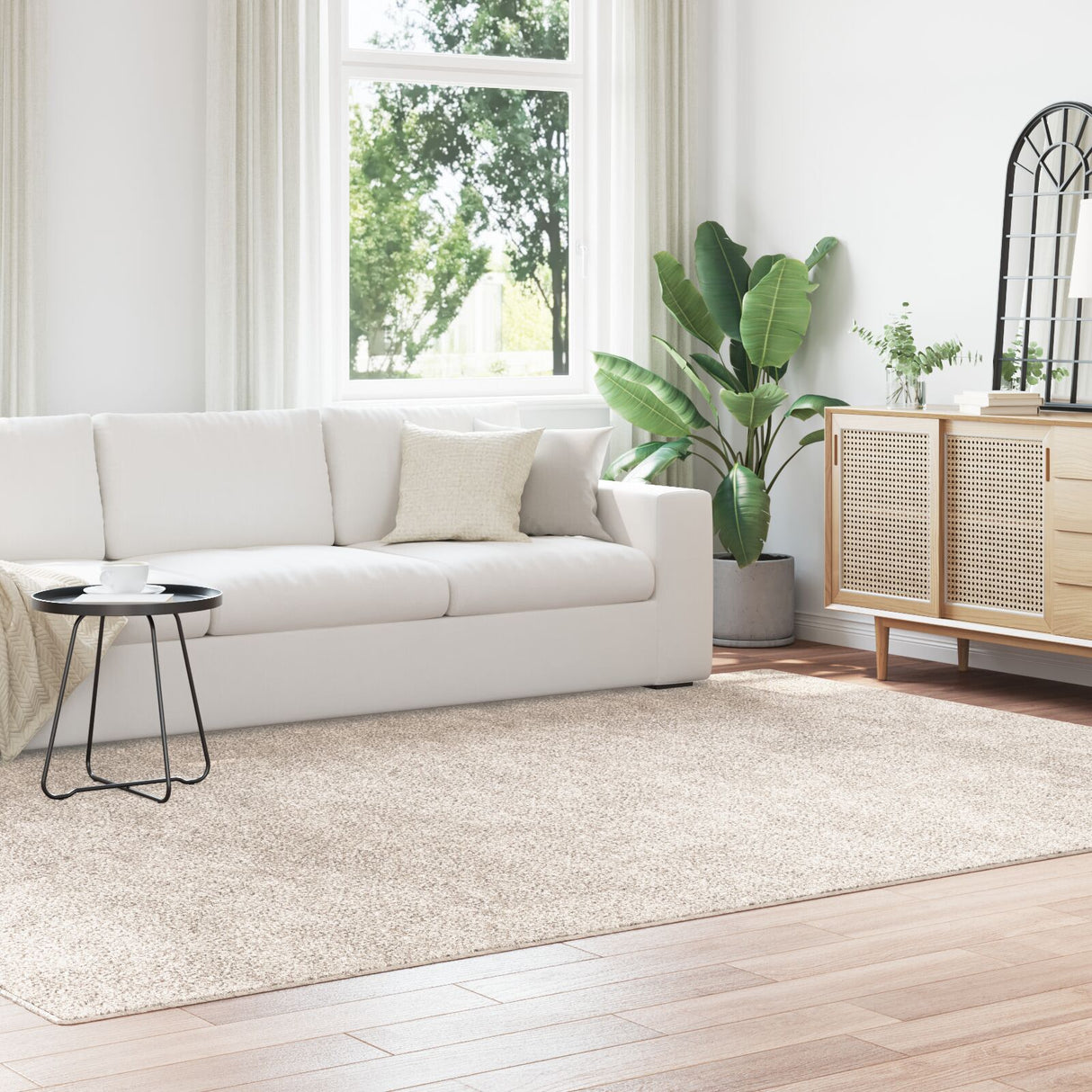 Shaggy Rug With Latex Backing Cream 240X340 Cm