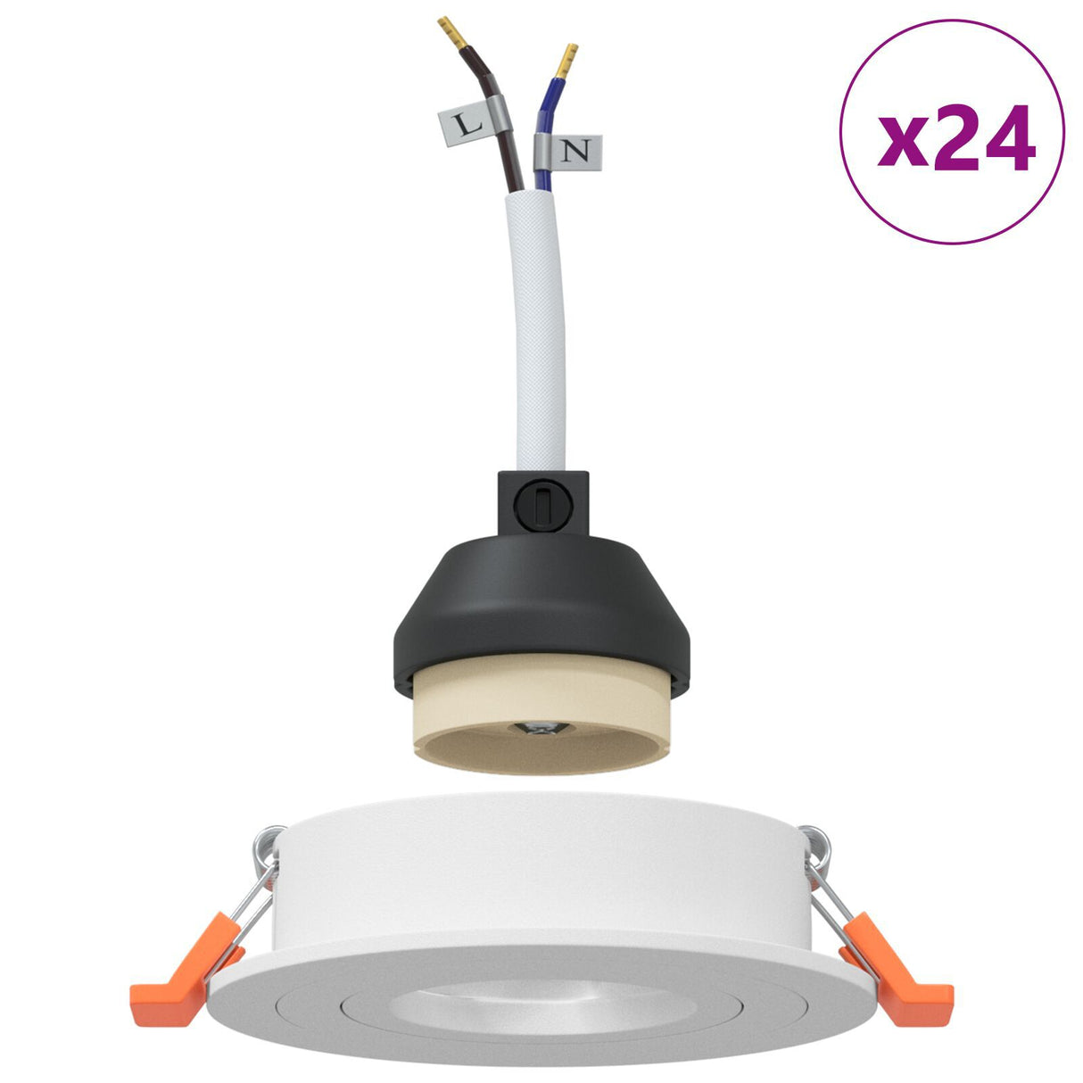 Recessed Spotlights 24 Pcs Round Gu10 White Ø91 Mm