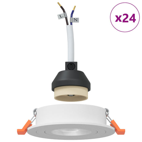 Recessed Spotlights 24 Pcs Round Gu10 White Ø91 Mm