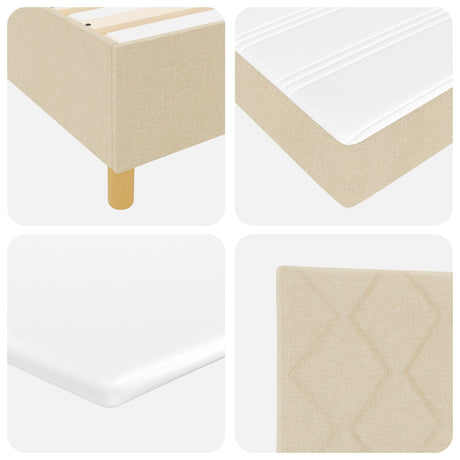 Box Spring Bed With Mattress & Led Cream 100X200 Cm Fabric
