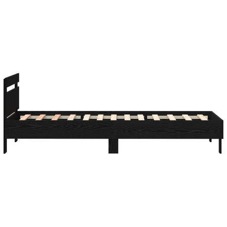 Bed Frame With Led Lights Black Oak 90X190 Cm Engineered Wood