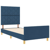 Blue Bed Frame 90X190 Cm Fabric