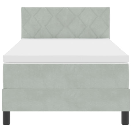 Box Spring Bed With Mattress & Led Light Grey 100X200 Cm Velvet