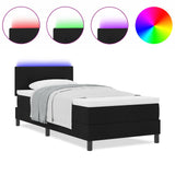 Box Spring Bed With Mattress & Led Black 80X200 Cm Fabric