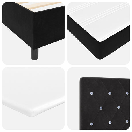Box Spring Bed With Mattress & Led Black 180X200 Cm Velvet