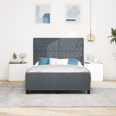 Bed Frame Dark Grey 140X190 Cm Velvet