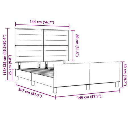Cream Bed Frame 140X190 Cm Fabric
