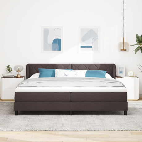 Box Spring Bed With Mattress Dark Brown 200X200 Cm Fabric