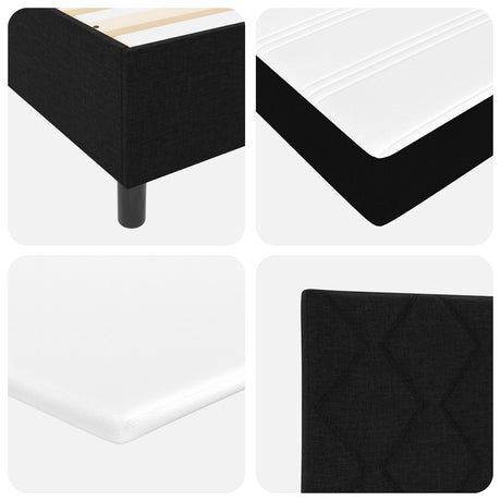 Box Spring Bed With Mattress & Led Black 200X200 Cm Fabric