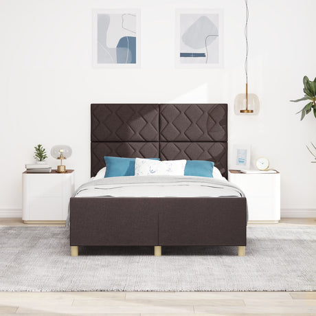 Dark Brown Fabric Bed Frame 140X200 Cm