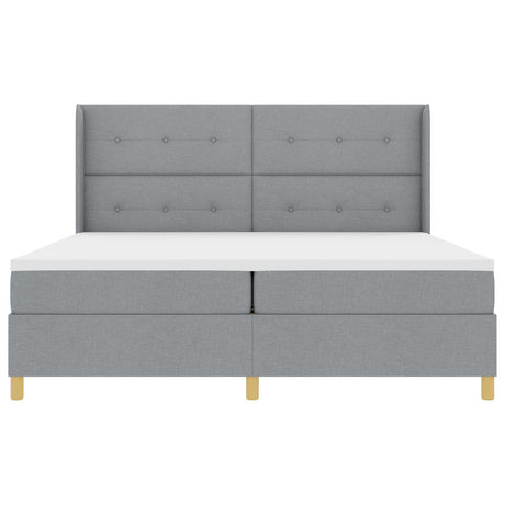 Box Spring Bed With Mattress Light Grey 200X200 Cm Fabric