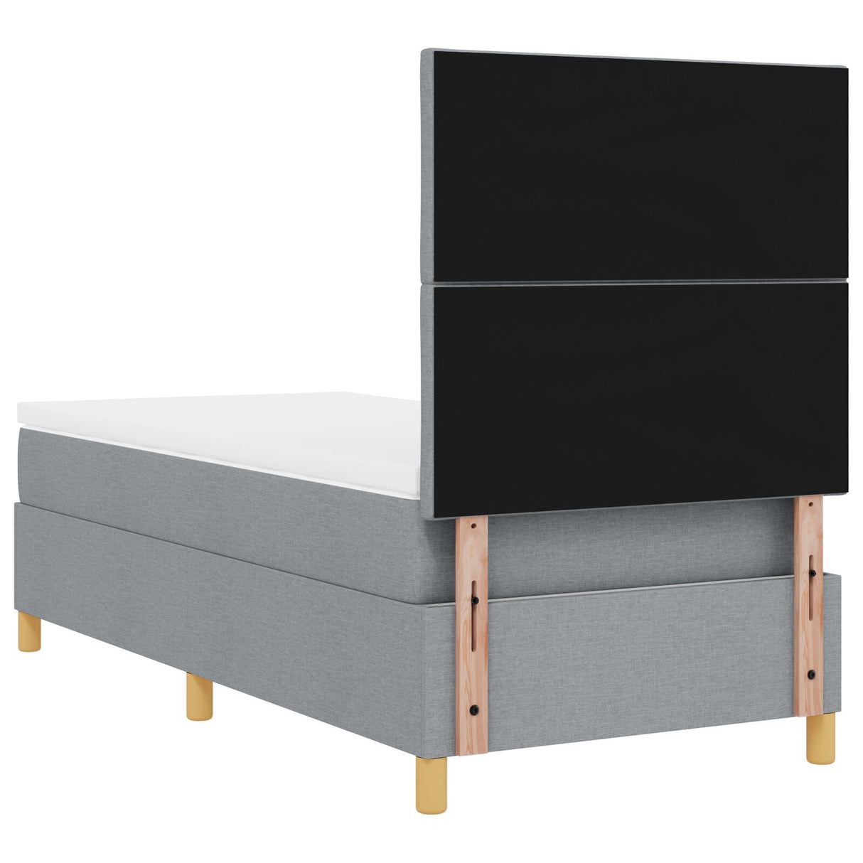 Box Spring Bed With Mattress & Led Light Grey 90X190 Cm Fabric