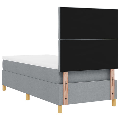 Box Spring Bed With Mattress & Led Light Grey 90X190 Cm Fabric