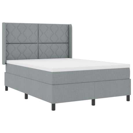 Box Spring Bed With Mattress & Led Light Grey 160X200 Cm Fabric
