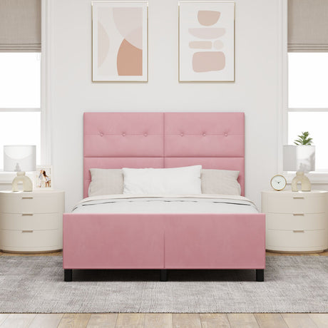 Pink Velvet Bed Frame 140X190 Cm
