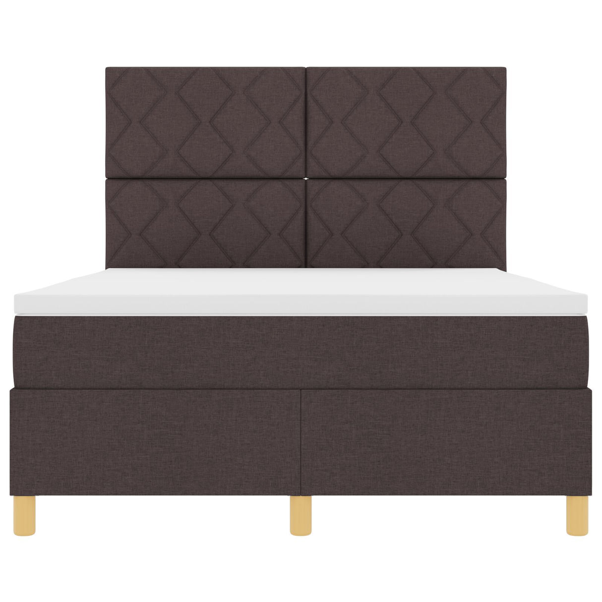 Box Spring Bed With Mattress & Led Dark Brown 140X200 Cm Fabric
