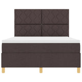 Box Spring Bed With Mattress & Led Dark Brown 140X200 Cm Fabric