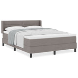 Box Spring Bed With Mattress Taupe 140X190 Cm Fabric,  Headboard Lines Design Taupe 140 Cm Fabric