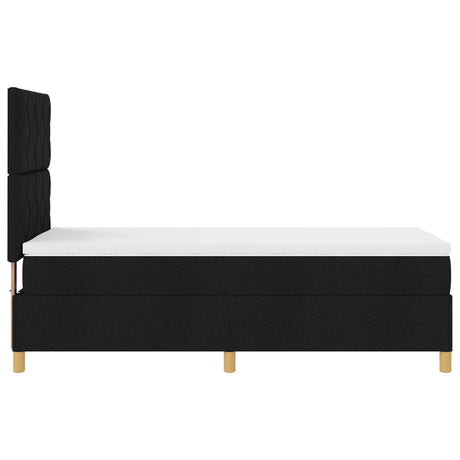 Box Spring Bed With Mattress & Led Black 90X200 Cm Fabric