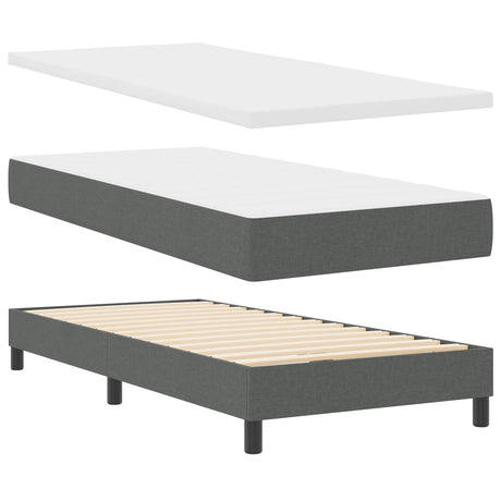 Box Spring Bed With Mattress & Led Dark Grey 120X200 Cm Fabric