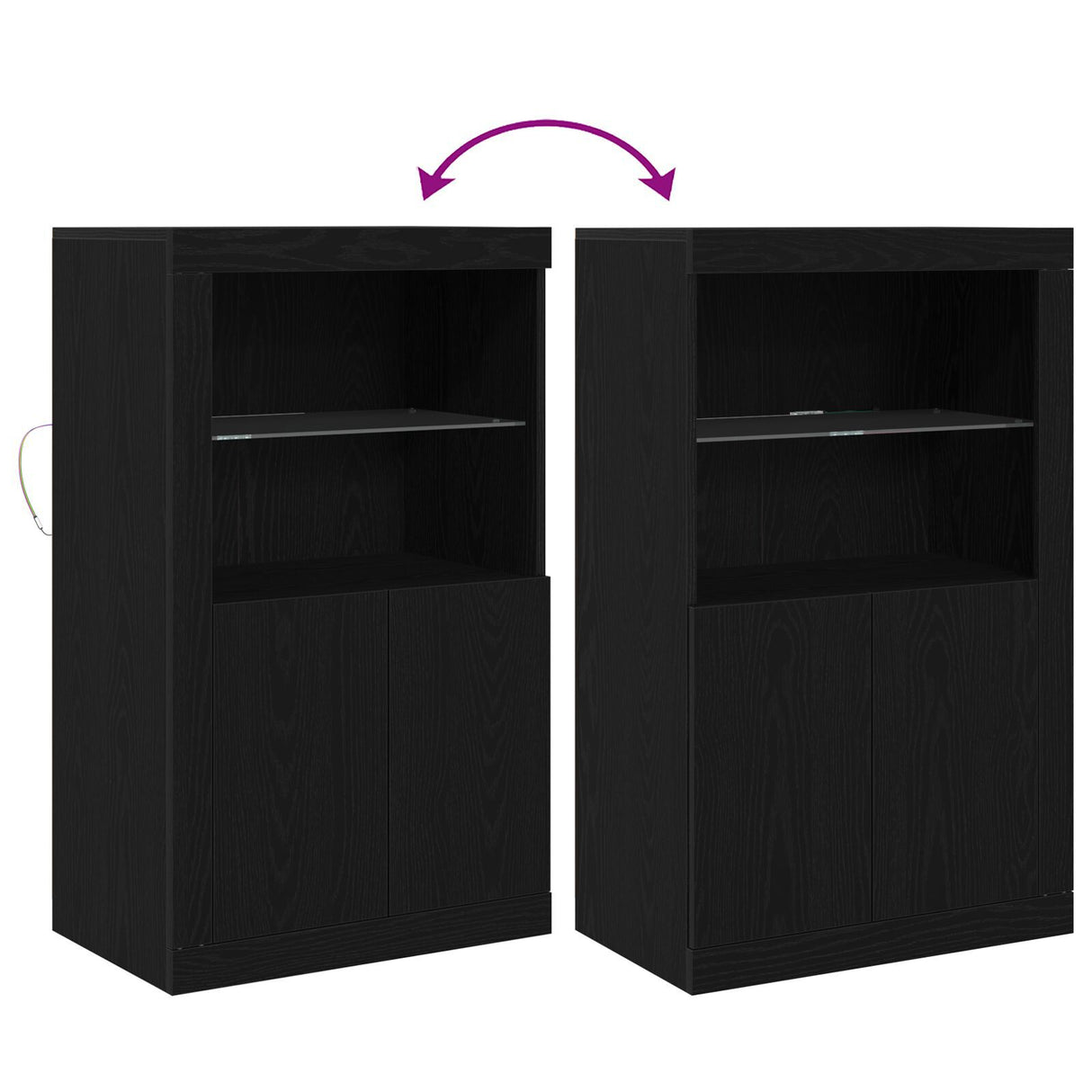 Sideboard With Led Lights Black Oak 60,5X37X100 Cm