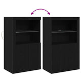 Sideboard With Led Lights Black Oak 60,5X37X100 Cm