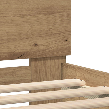 Wood Bed Frame Artisan Oak Solid Oak Wood 120 X 200 Cm