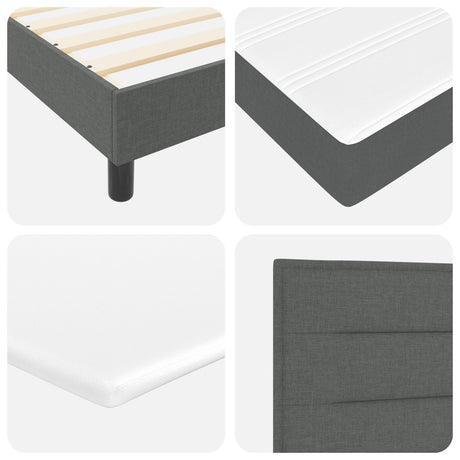 Box Spring Bed With Mattress & Led Dark Grey 140X190 Cm Fabric