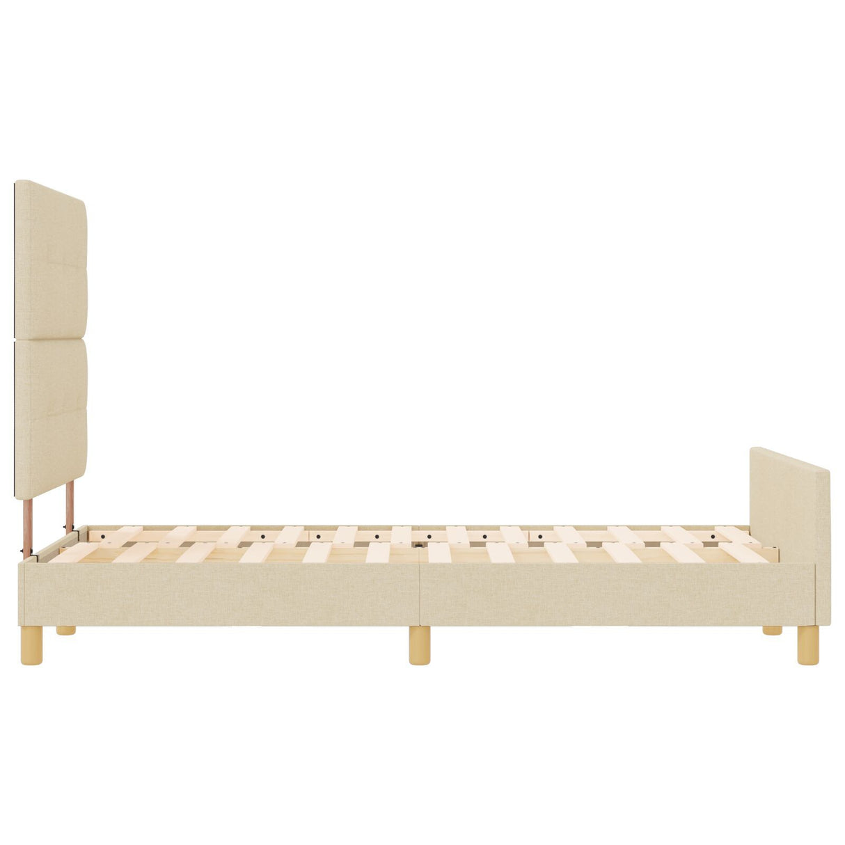 Bed Frame Cream 120X200 Cm Fabric