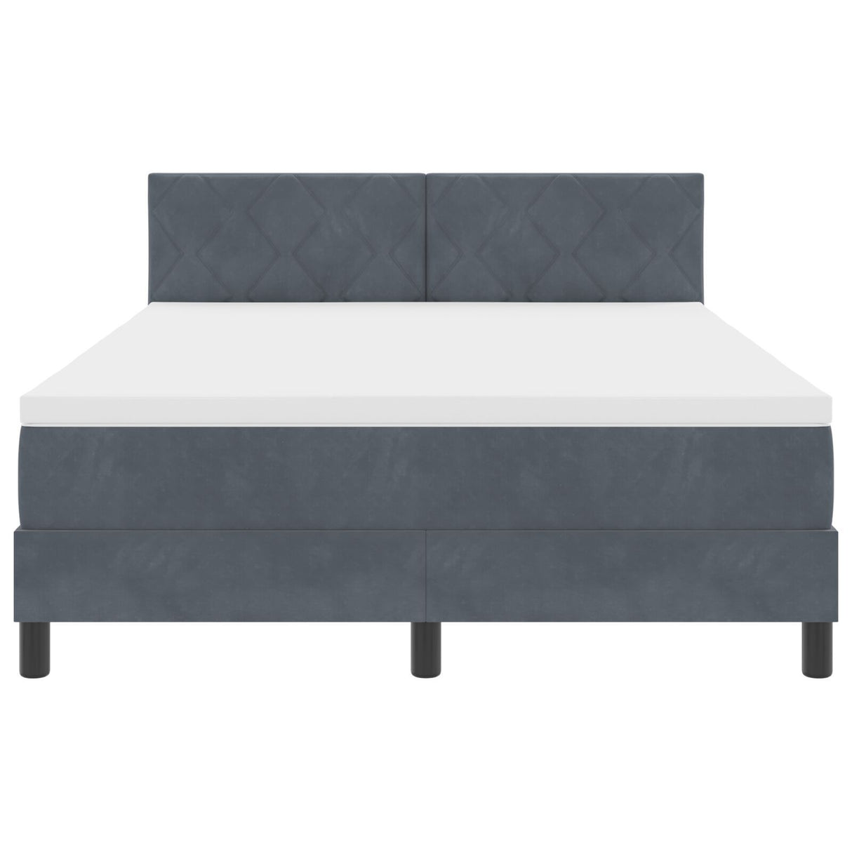 Box Spring Bed With Mattress & Led Dark Grey 140X190 Cm Velvet