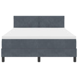 Box Spring Bed With Mattress & Led Dark Grey 140X190 Cm Velvet