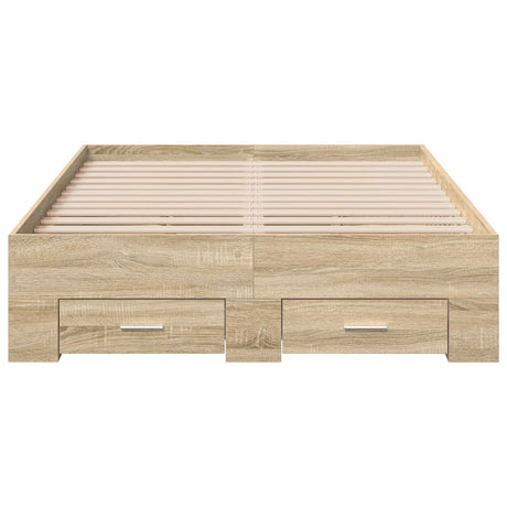 Bed Frame Sonoma Oak 140X200 Cm Engineered Wood