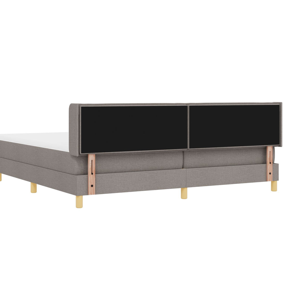 Box Spring Bed With Mattress Taupe 200X200 Cm Fabric,  Headboard Lines Design Taupe 200 Cm Fabric