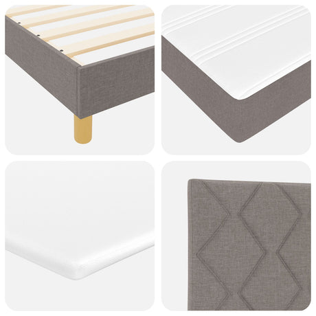 Box Spring Bed With Mattress & Led Taupe 200X200 Cm Fabric