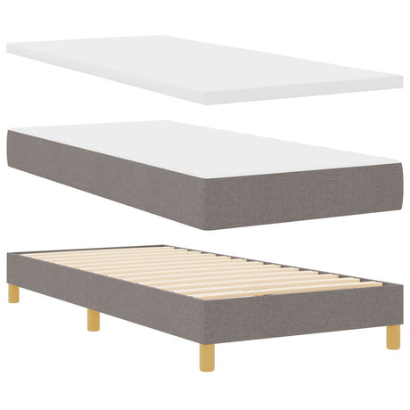 Box Spring Bed With Mattress & Led Taupe 90X190 Cm Fabric